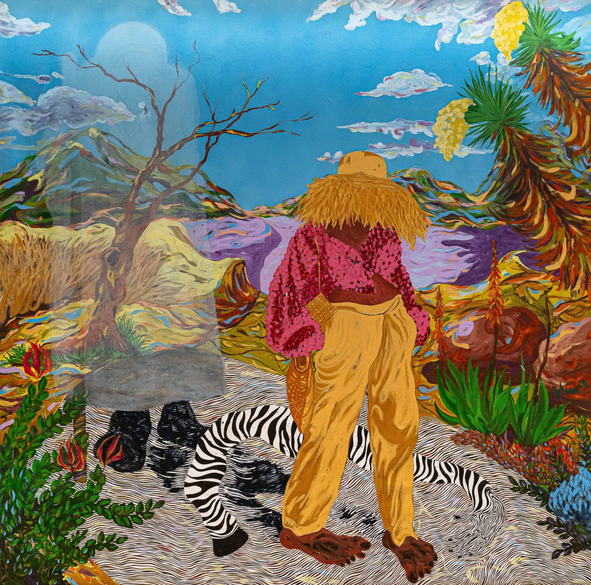Option Dzikamai Nyahunzvi-Vhumbamiro Yamuchembere-170cm x 165cm-Oil paint and paper collage on canvas-2026